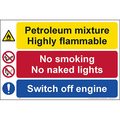 Petroleum Mixture Highly Flammable No Smoking Switch Off Engine