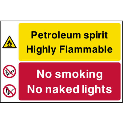 Petroleum Spirit Highly Flammable No Smoking 