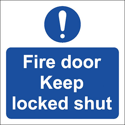 Fire door keep locked shut with Symbol