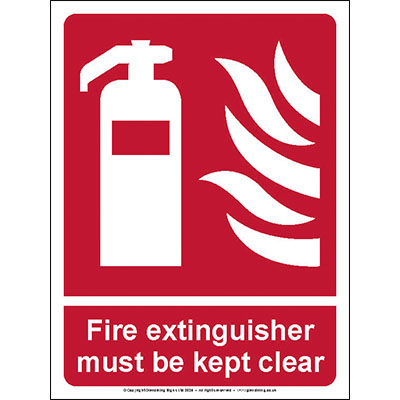 Fire extinguisher must be kept clear