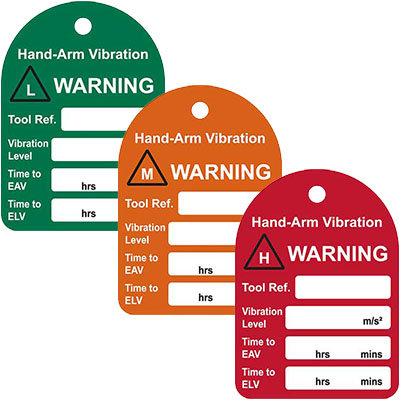 Hand-Arm Vibration HAV Warning Tags