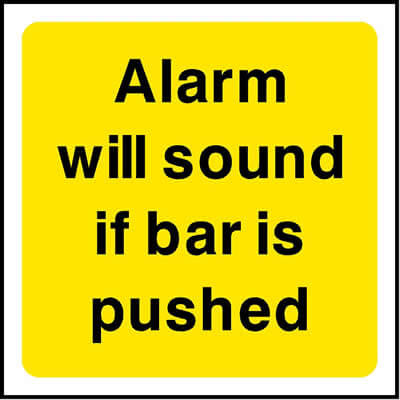 Alarm will sound if bar is pushed