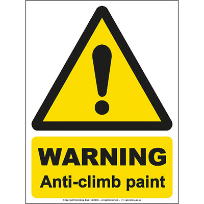 Warning anti-climb paint sign