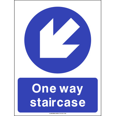 One Way Staircase Left Down Sign