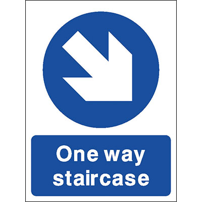 One Way Staircase Right Down Sign