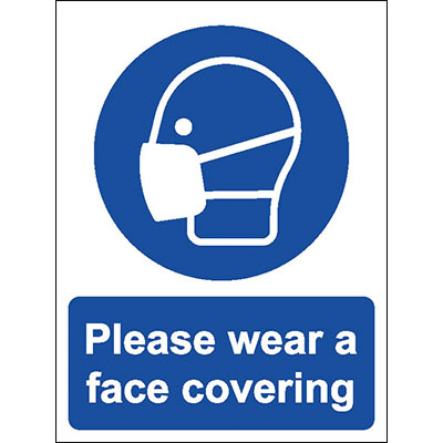 Please wear a face covering sign