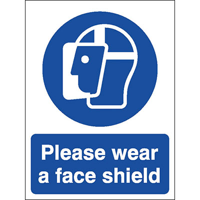 Please wear a face shield sign