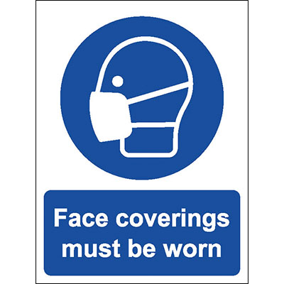 Face coverings must be worn sign