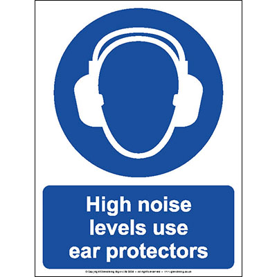 High noise levels use ear protectors