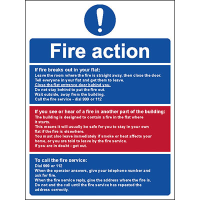 Fire action if fire breaks out in your flat