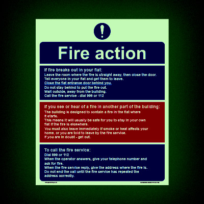 Fire action if fire breaks out in your flat (Glow-in-the-dark)