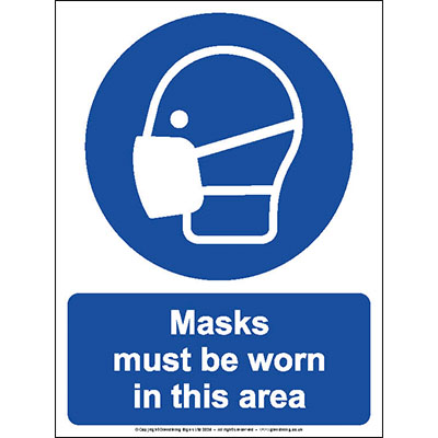 Masks must be worn in this area 