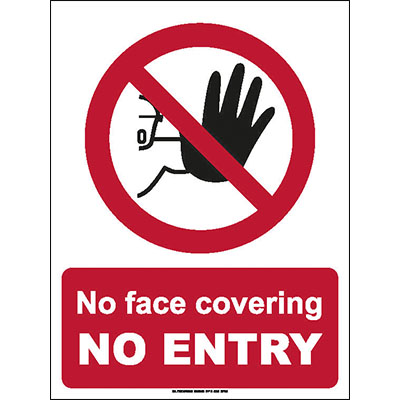 No face covering no entry sign