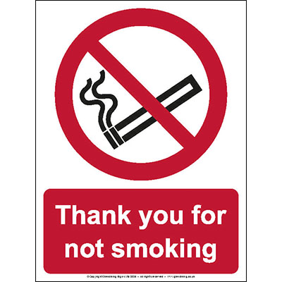 Thank you for not smoking sign