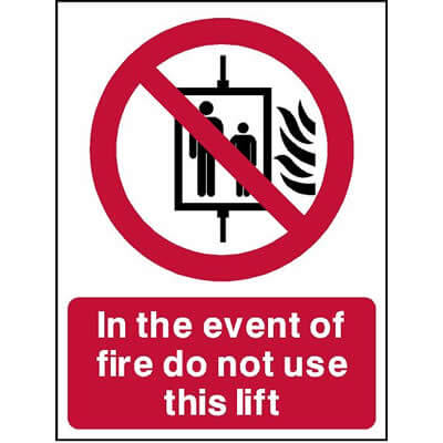 In the event of fire do not use this lift