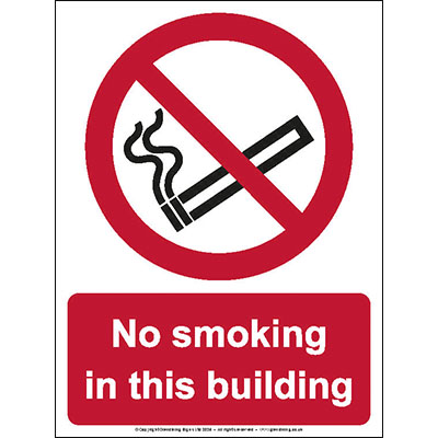 No smoking in this building sign