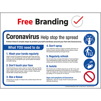 Help stop the spread sign (Quickfit)