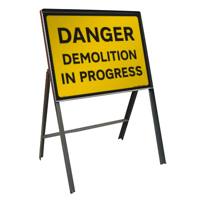 Danger demolition in progress sign