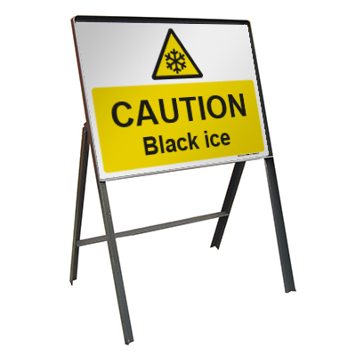 Caution black ice sign (Temp.)