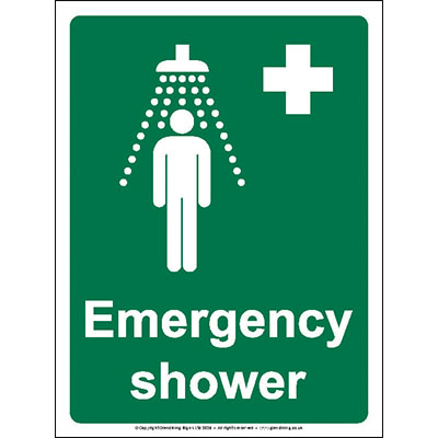 Emergency shower sign