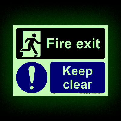 Fire exit keep clear (Glow-in-the-dark)