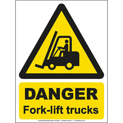Danger fork-lift trucks sign