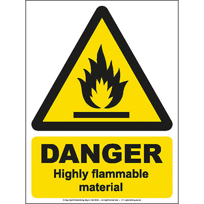 Danger highly flammable material sign