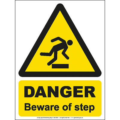 Danger beware of step sign