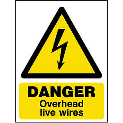 Danger overhead live wires