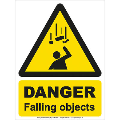 Danger falling objects sign