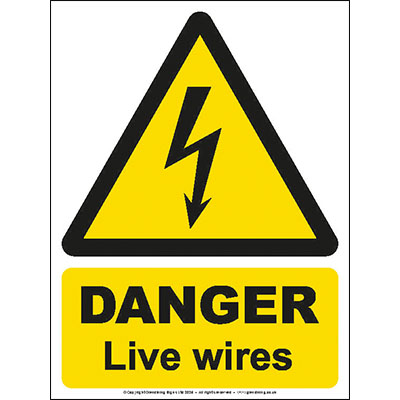Danger live wires sign