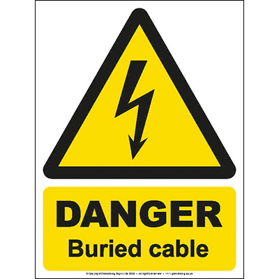 Danger buried cable sign