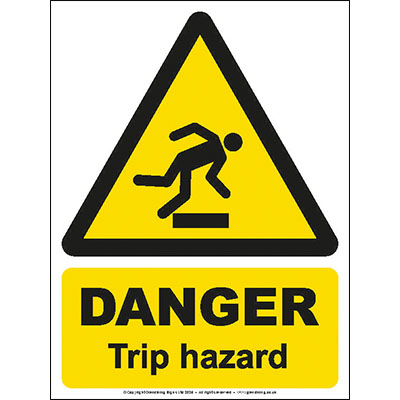 Danger trip hazard sign