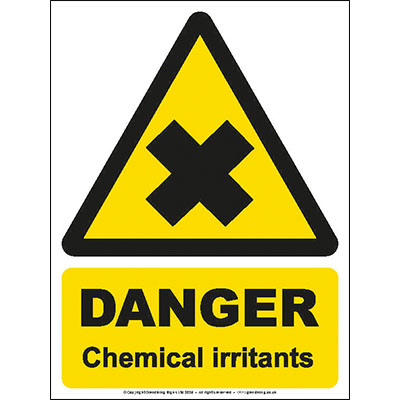 Danger chemical irritants sign