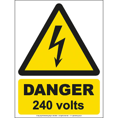 Danger 240 volts sign