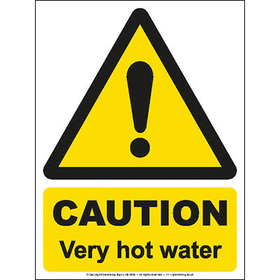 Caution very hot water sign