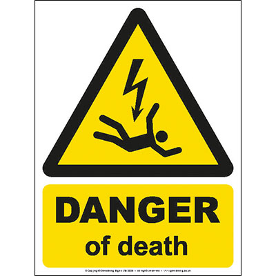 Danger of death sign