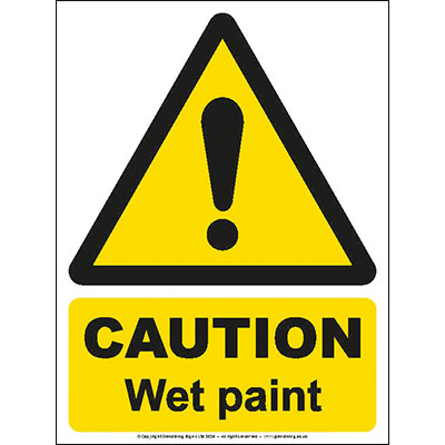 Caution wet paint sign