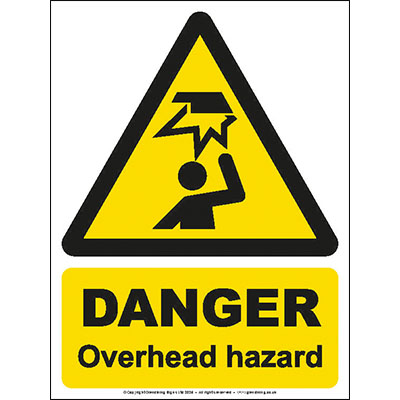 Danger overhead hazard sign